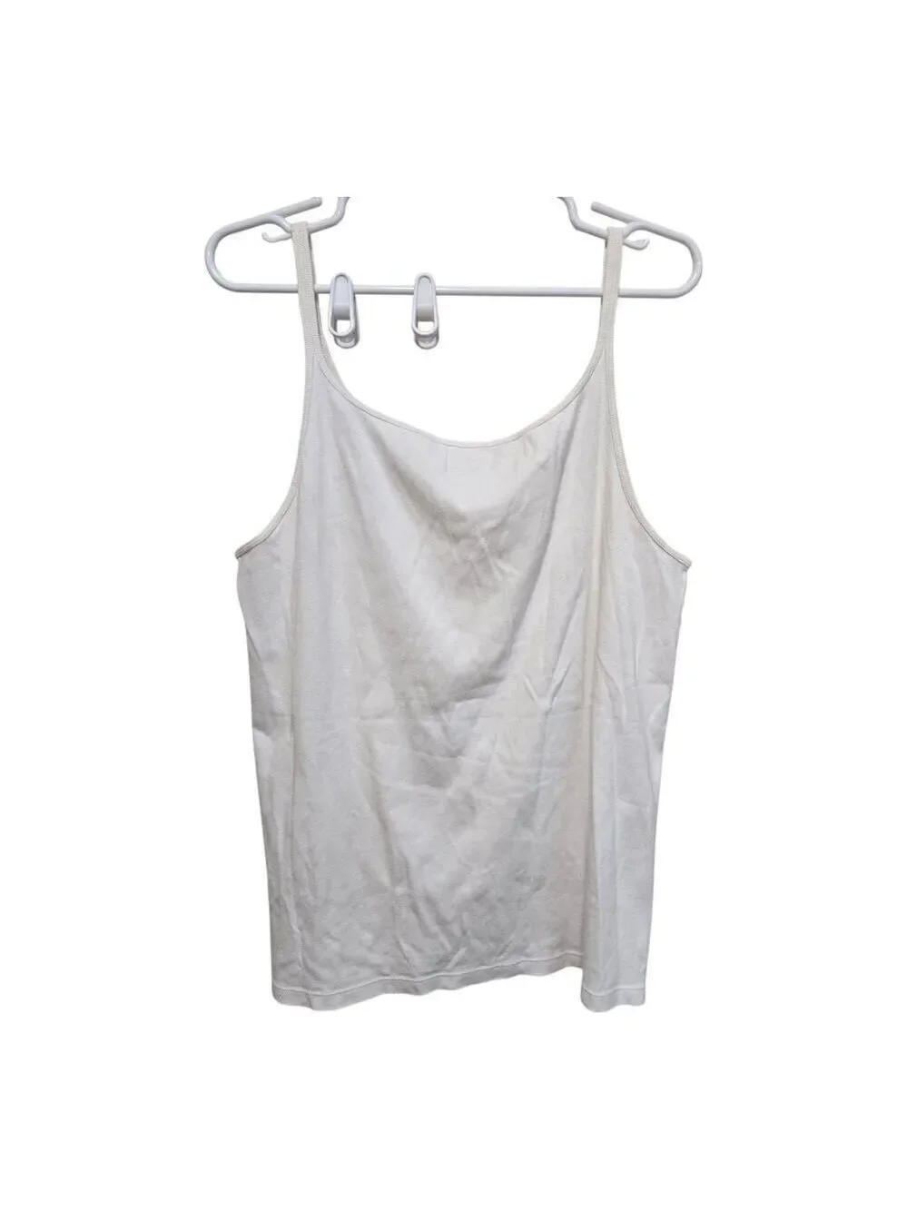 J Crew White Ribbed Tank Top 2X Cotton Scoop Neck Basic